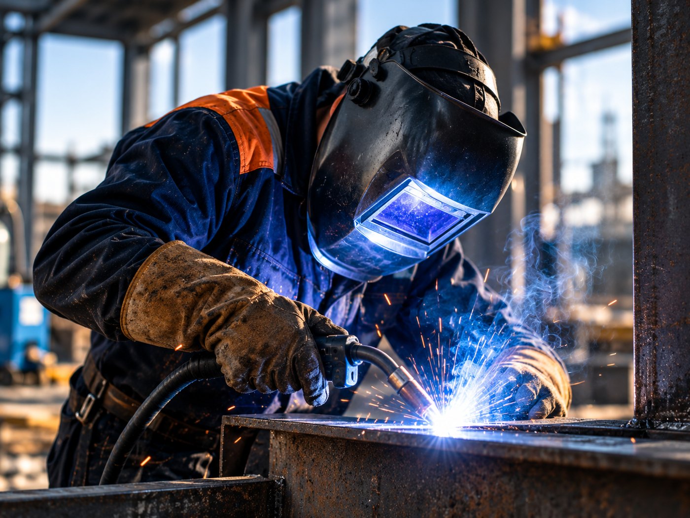 Keevitaja tööl: metallkonstruktsiooni keevitamine